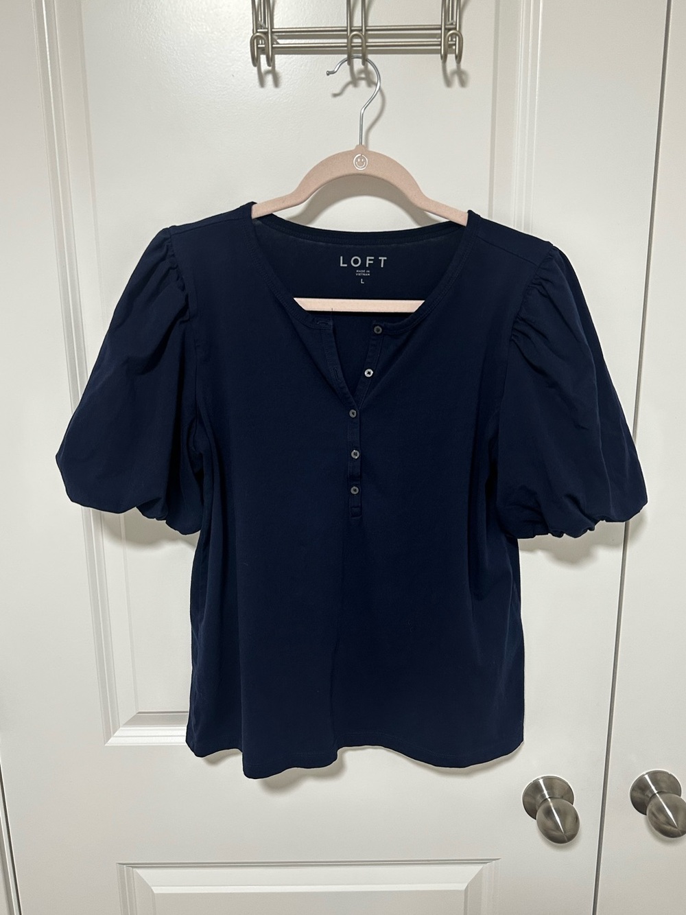 Loft Puff Sleeved Henley Top